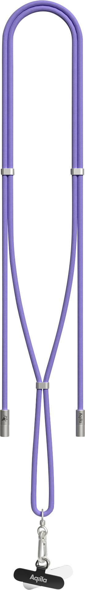 Sangle de combinaison étanche en néoprène réglable de couleur violette, équipée de clips métalliques et d'un clip de fixation noir.