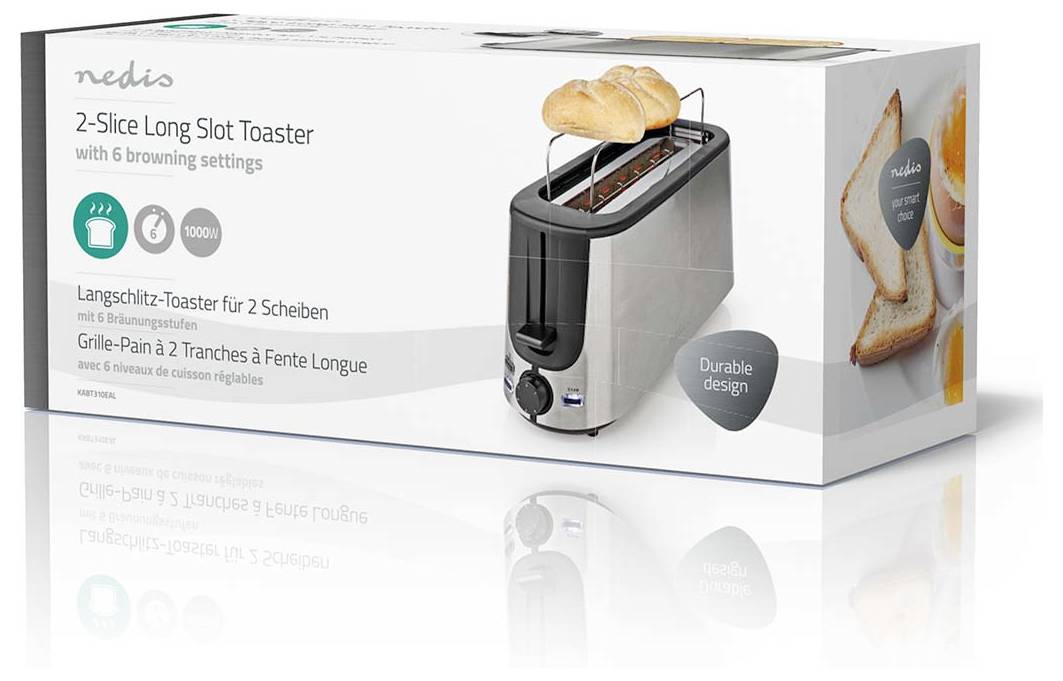 Nedis KABT310EAL Grille-pain aluminium, noir