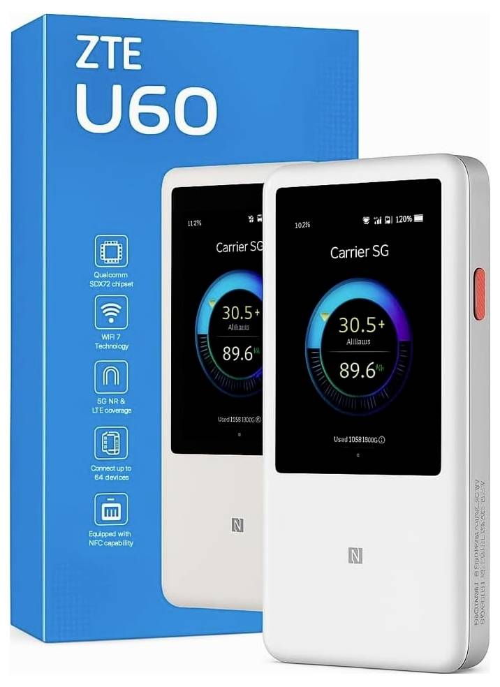 Hotspot 5G / WiFi ZTE U60 Modem intégré: 5G 2.4 GHz, 5 GHz 3600 MBit/s