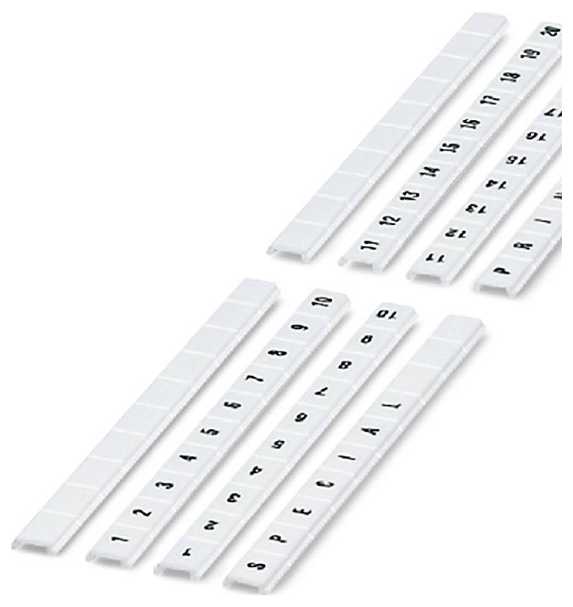 Huit bandes blanches numérotées, chacune divisée en sections, sont disposées parallèlement. Les nombres vont de 1 à 18. Elles sont utilisées à des fins éducatives pour compter.