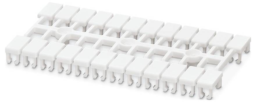 Un bloc terminal en plastique blanc avec plusieurs connecteurs, utilisé pour les connexions de câblage électrique.