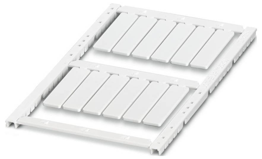 White plastic adjustable drawer divider with two rows of slots for organizing drawer contents.