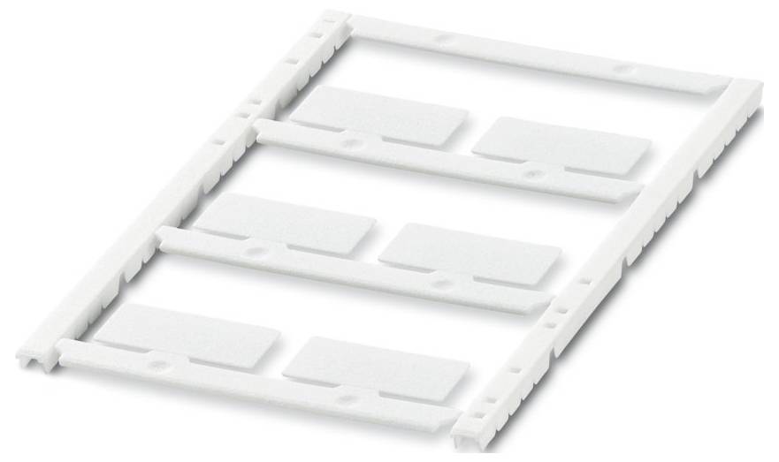 Plastic component holder with six rectangular slots arranged in two rows, surrounded by a raised border.