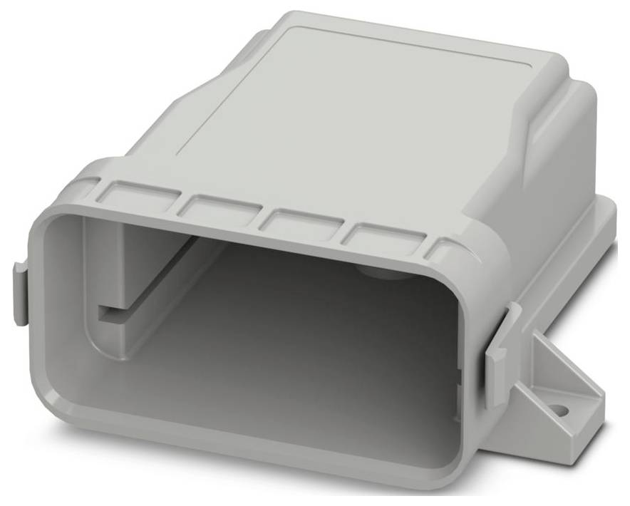 A gray plastic rectangular housing with an open front and mounting brackets.