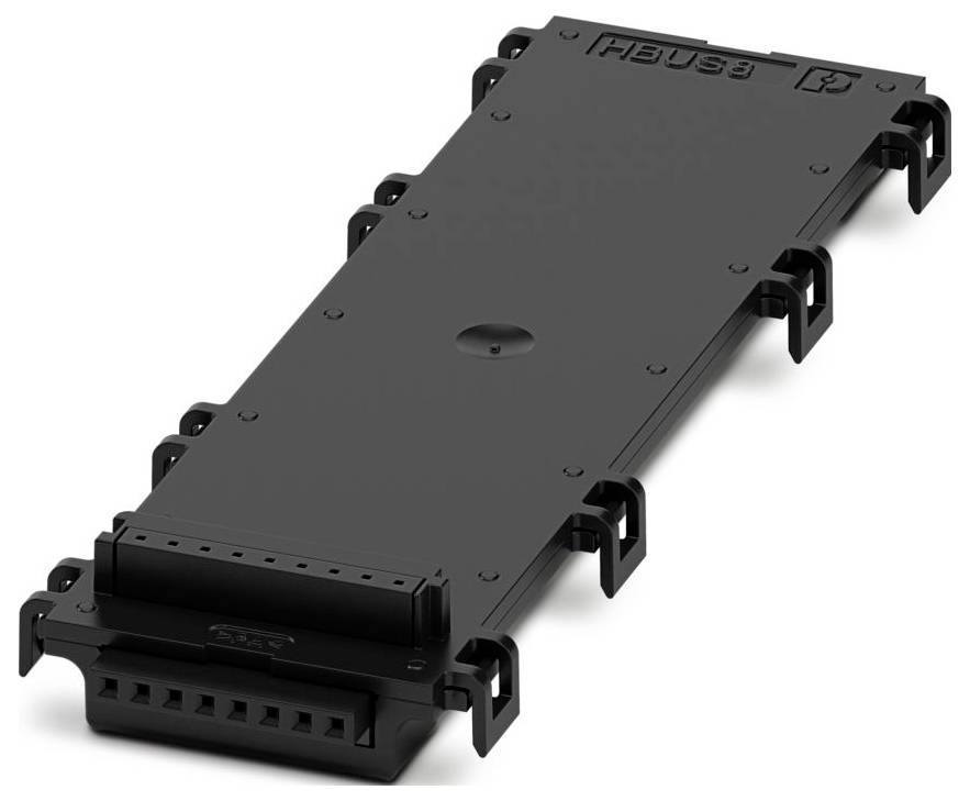 Black HBUSA-branded electrical connector with multiple hooks and ten ports, designed for secure and organized wiring connections.