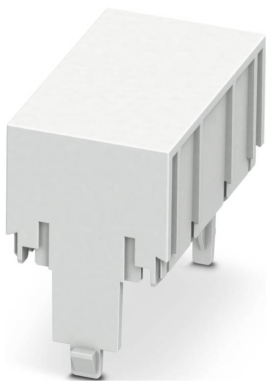 Un petit composant électronique blanc de forme rectangulaire avec des connecteurs qui dépassent en dessous, potentiellement utilisé dans des cartes de circuits ou des appareils électroniques.