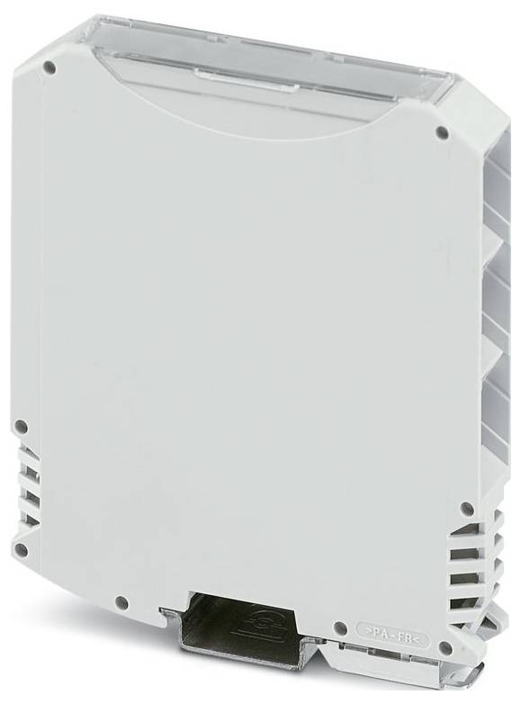 Un couvercle de ventilation blanc avec un sommet incurvé et des fentes verticales sur le côté, conçu pour l'équipement électronique afin de dissiper la chaleur.