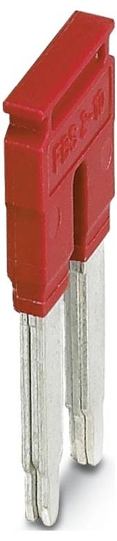 Une clé rectangulaire rouge à deux dents avec le texte « Feu & Vie » en relief, possibly a tool or device component.