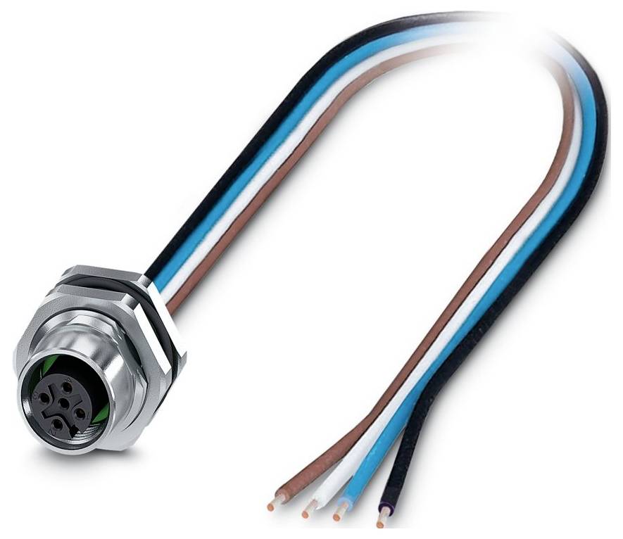 « Connecteur circulaire avec quatre fils colorés exposés pour les connexions électriques. »