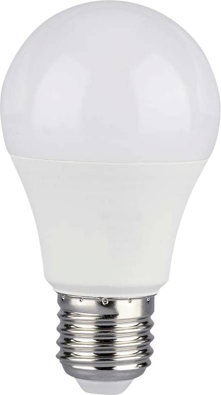 Une ampoule LED blanche avec une base à vis standard, conçue pour un éclairage économe en énergie.