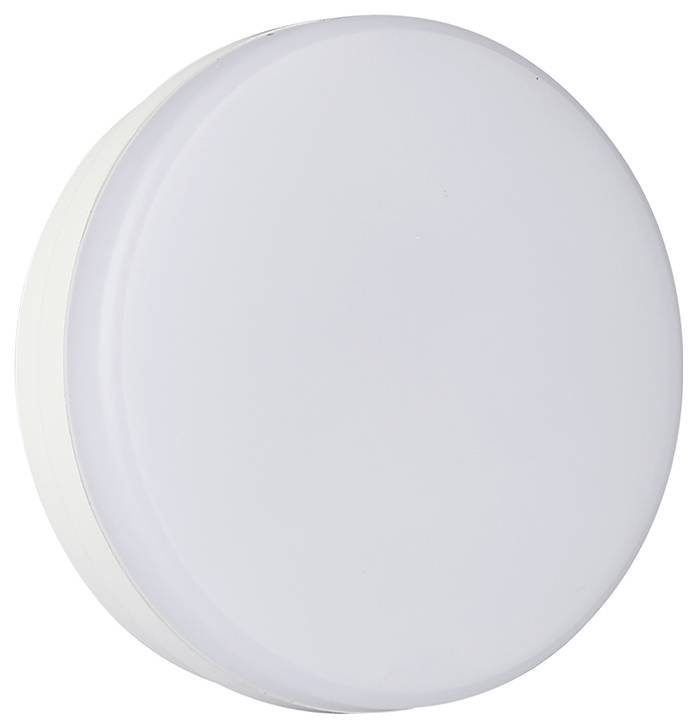Un luminaire de plafond rond, blanc, à LED, au design épuré et minimaliste, adapté aux espaces intérieurs contemporains.