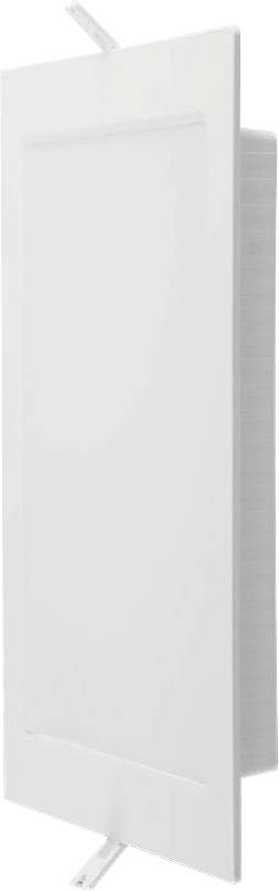 Un couvercle de bouche d'aération rectangulaire blanc avec des lamelles pour la circulation de l'air, conçu pour s'adapter à une ouverture de ventilation dans un mur ou un plafond.