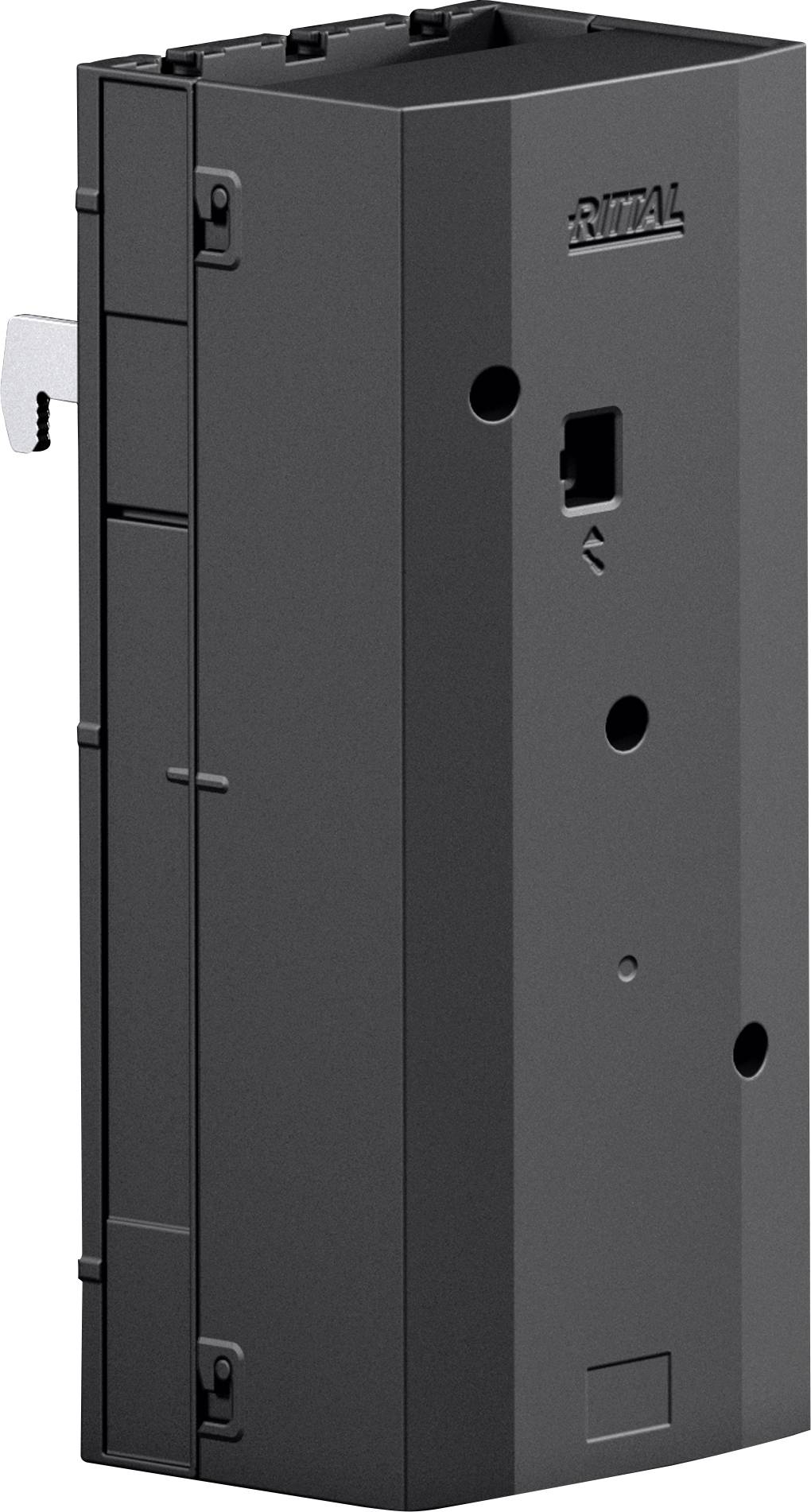 'Module d'interface thermique pour système de refroidissement d'enceinte avec trous de montage et ports.'