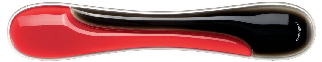 Un design abstrait présentant une forme courbe et allongée avec du rouge vif sur la gauche et du noir sur la droite, se fondant au centre.