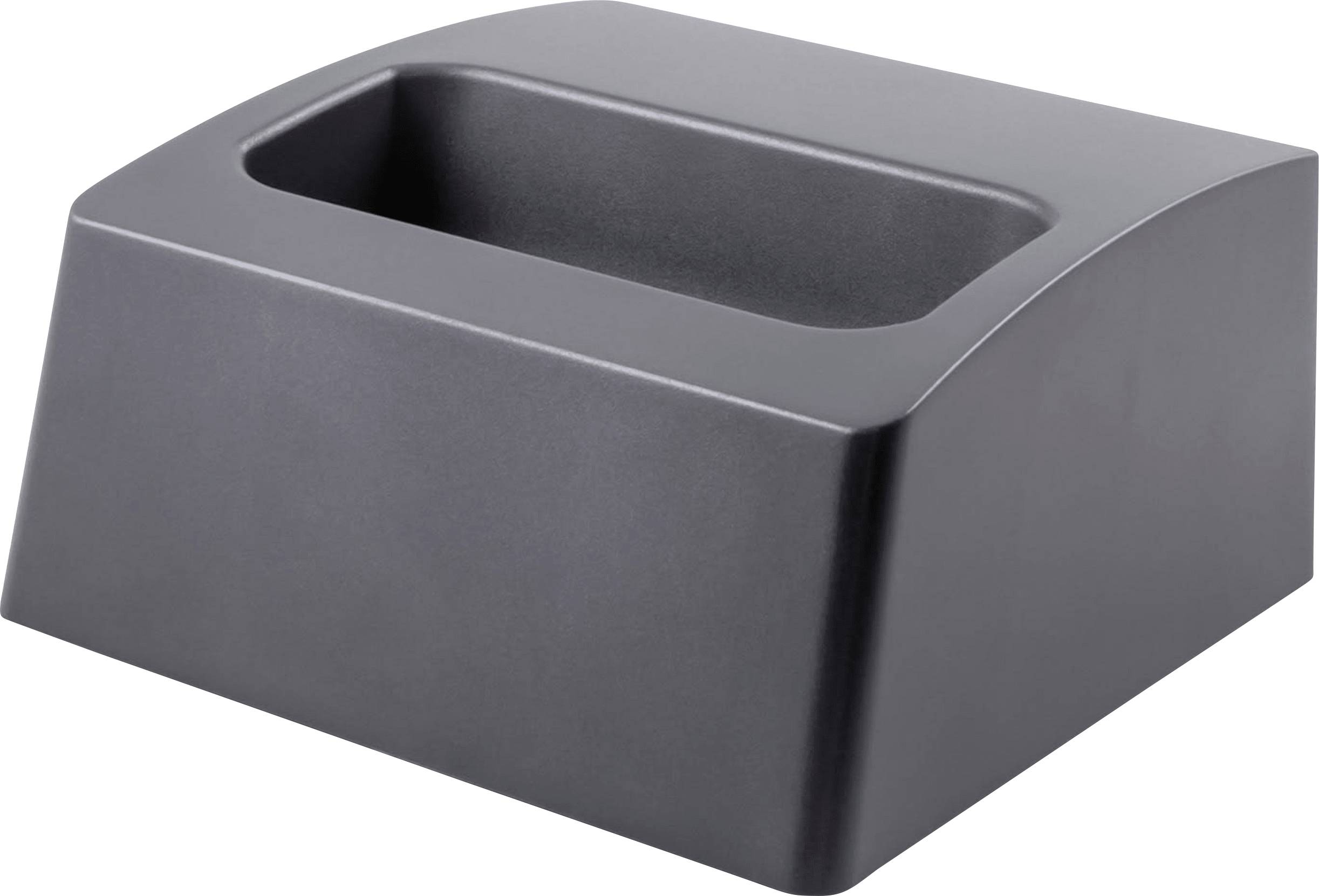 Un porte-boîtes à mouchoirs en plastique noir rectangulaire avec un design épuré et moderne, doté d'une large ouverture sur le dessus pour un accès facile aux mouchoirs.