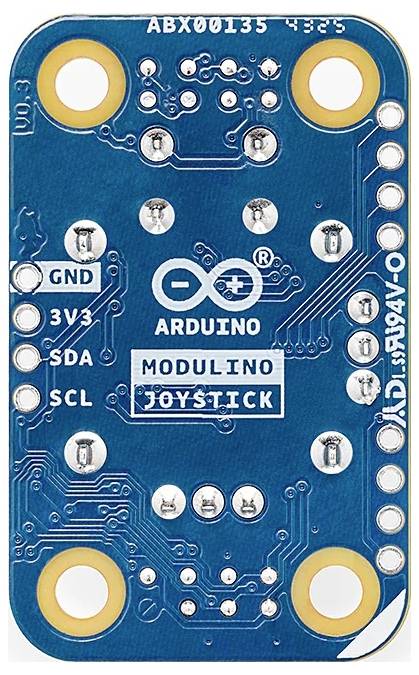 Circuit de la carte 'Modulino Joystick' avec des étiquettes 'GND', '3V3', 'SDA', 'SCL' ; doté de composants électroniques et de connecteurs.