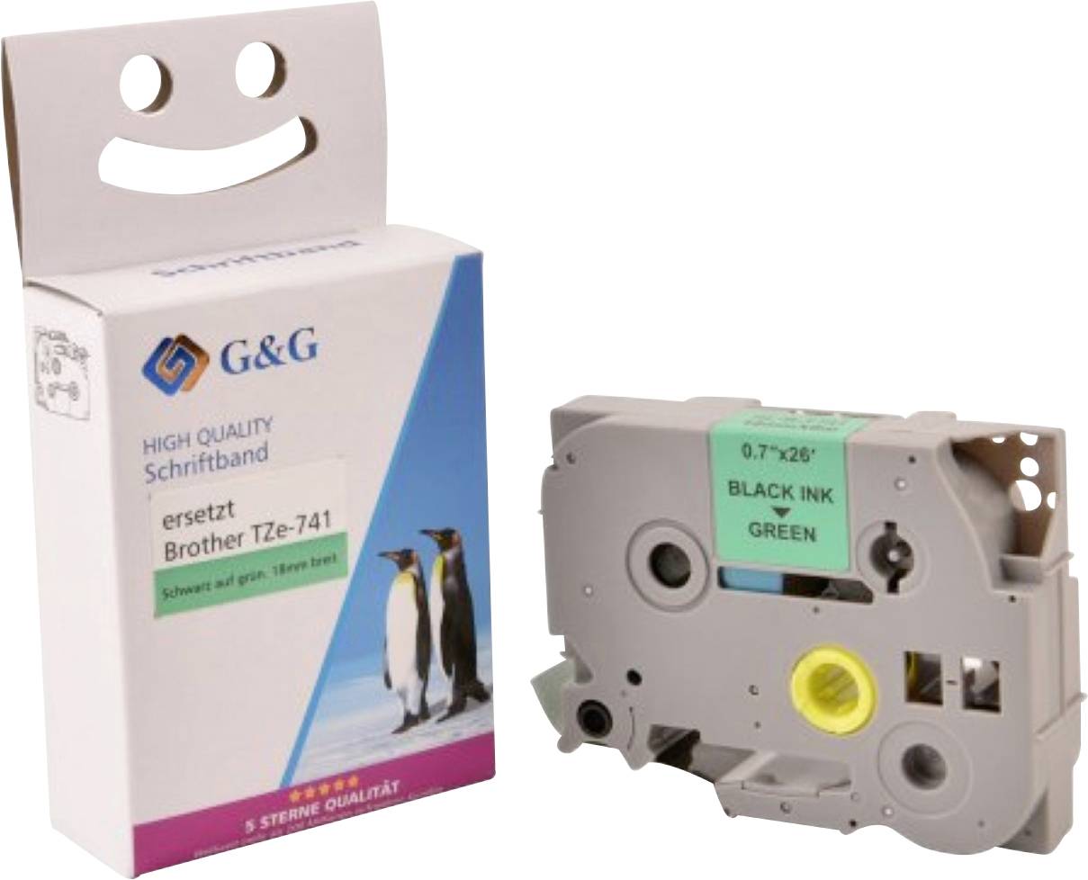 Ruban d'étiquettes de haute qualité 'G&G', cartouche de remplacement pour Brother TZe-741, 0,7