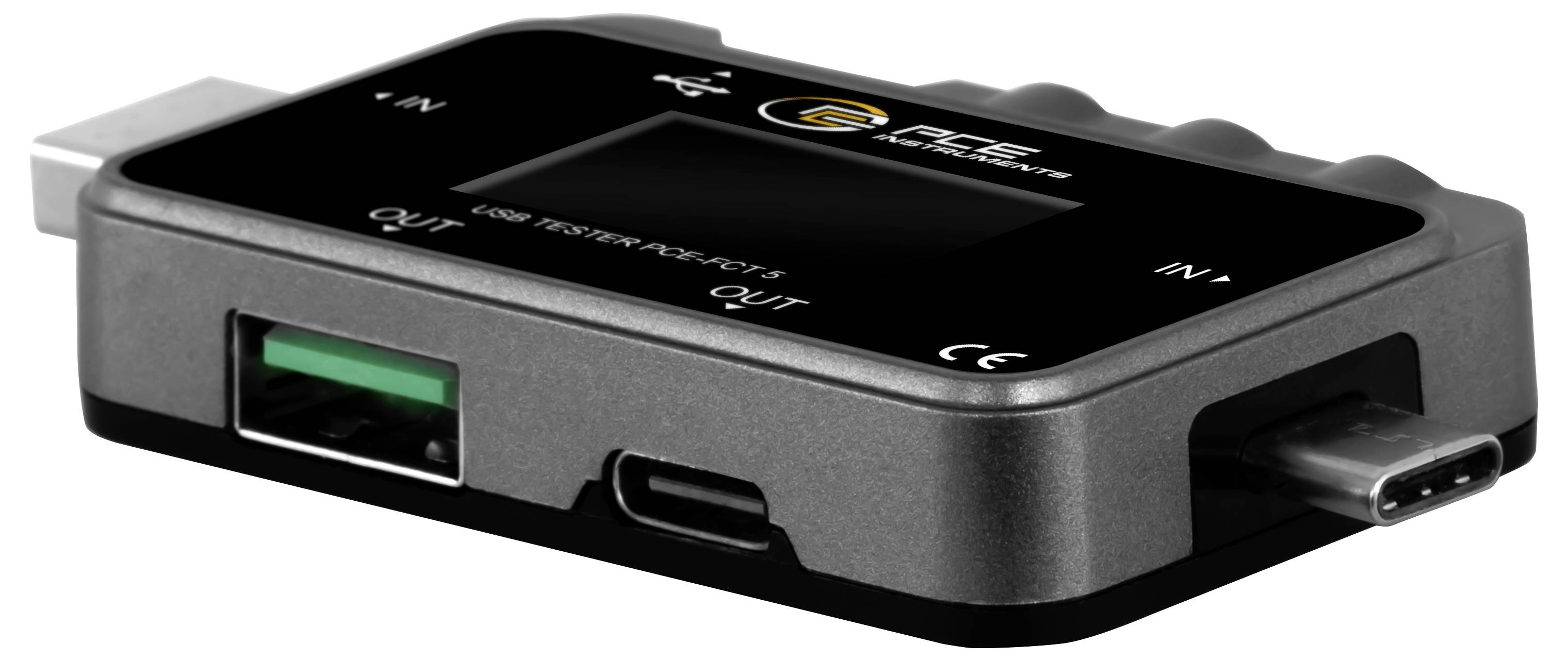 Concentrateur adaptateur USB noir avec ports USB-A, USB-C et style HDMI, présenté en perspective sur fond blanc.