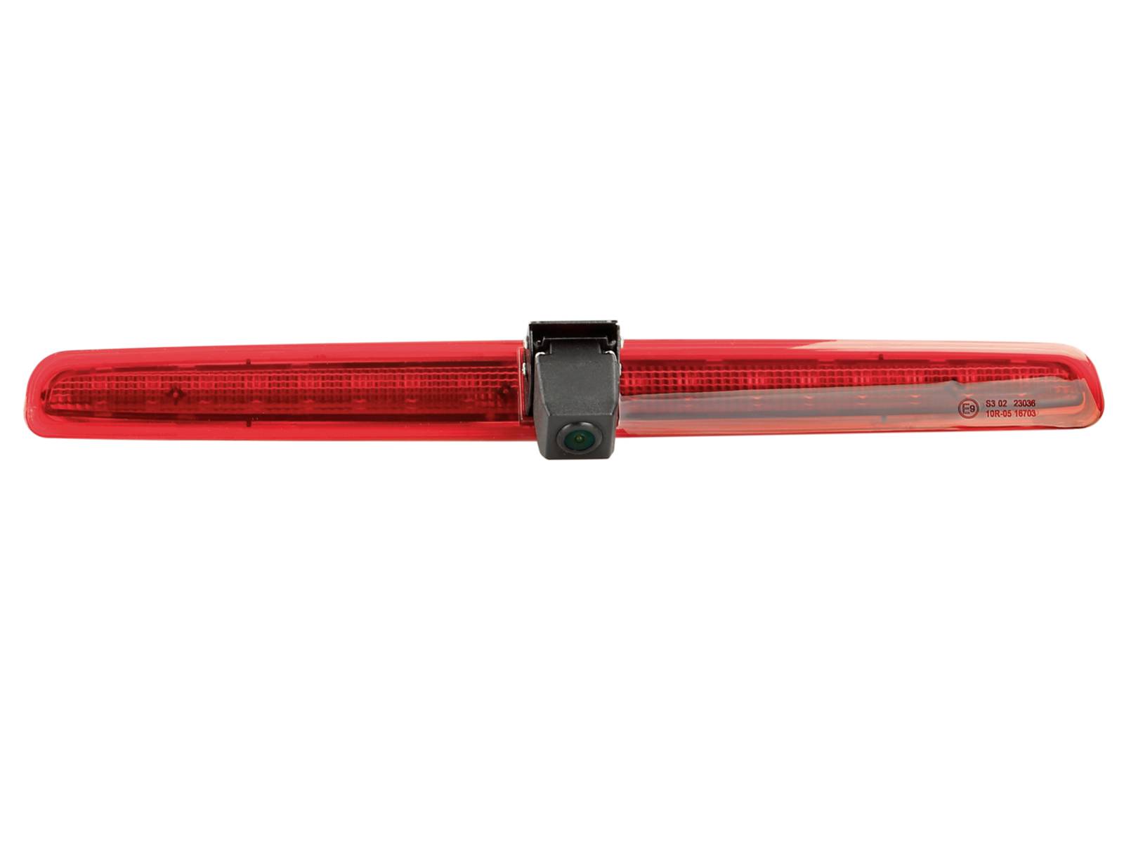 Red rear light bar with a centered black camera module, shown on a white background.