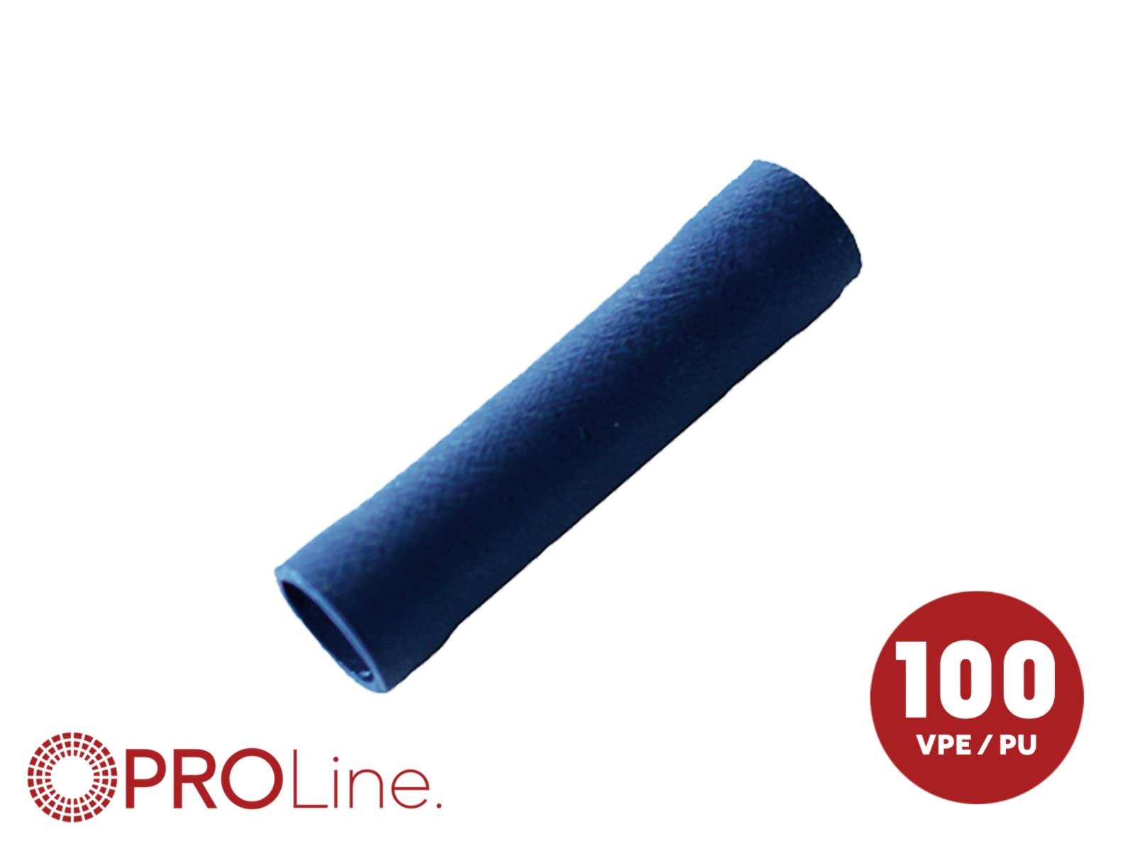 Blue cylindrical foam pipe insulation labeled PROLine with a red '100 VPE/PU' badge on white background