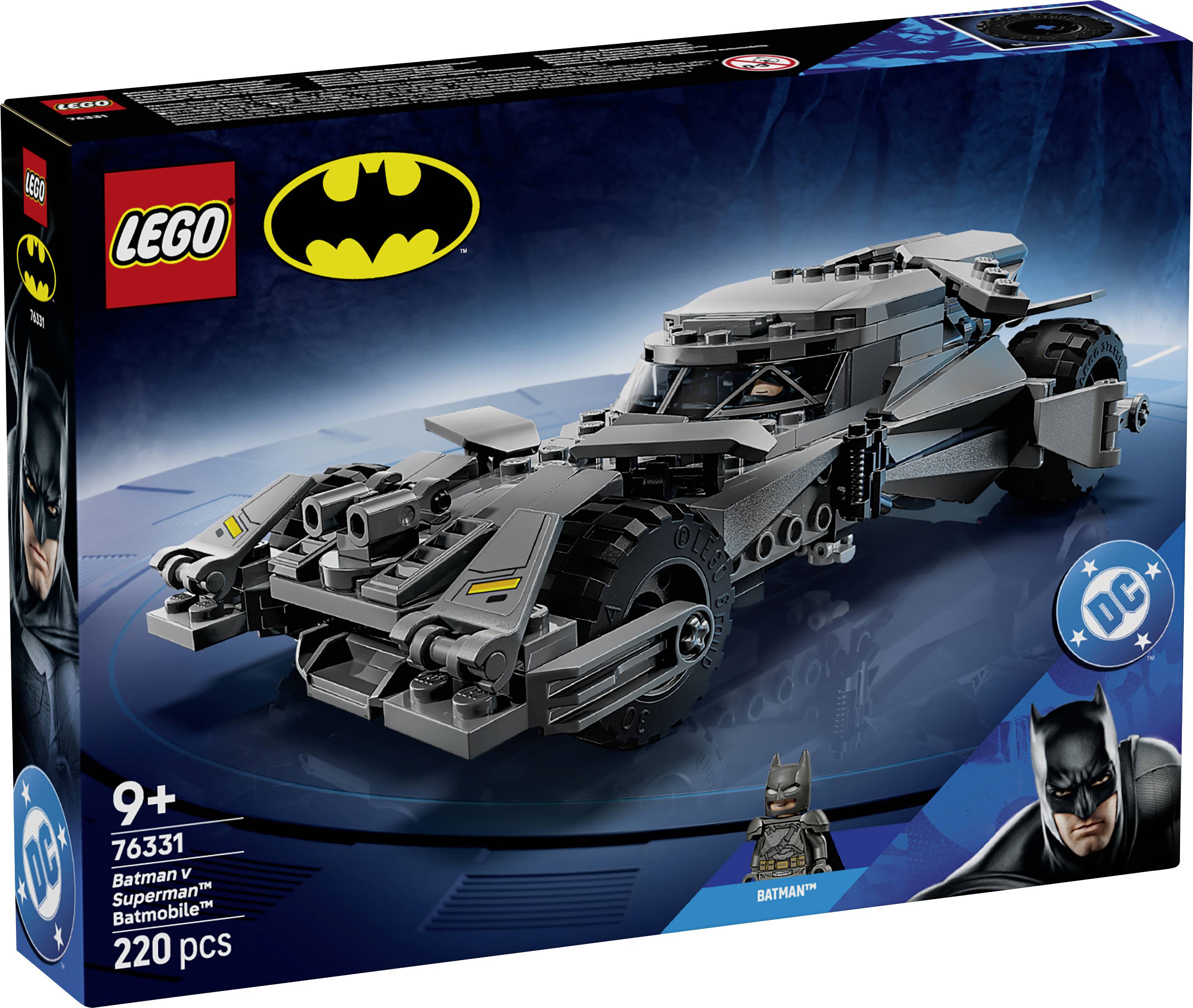 Ensemble de jouets LEGO Batmobile pour les enfants de 9 ans et plus, comprenant un modèle gris de Batmobile avec 220 pièces, inspiré de « Batman v Superman ».