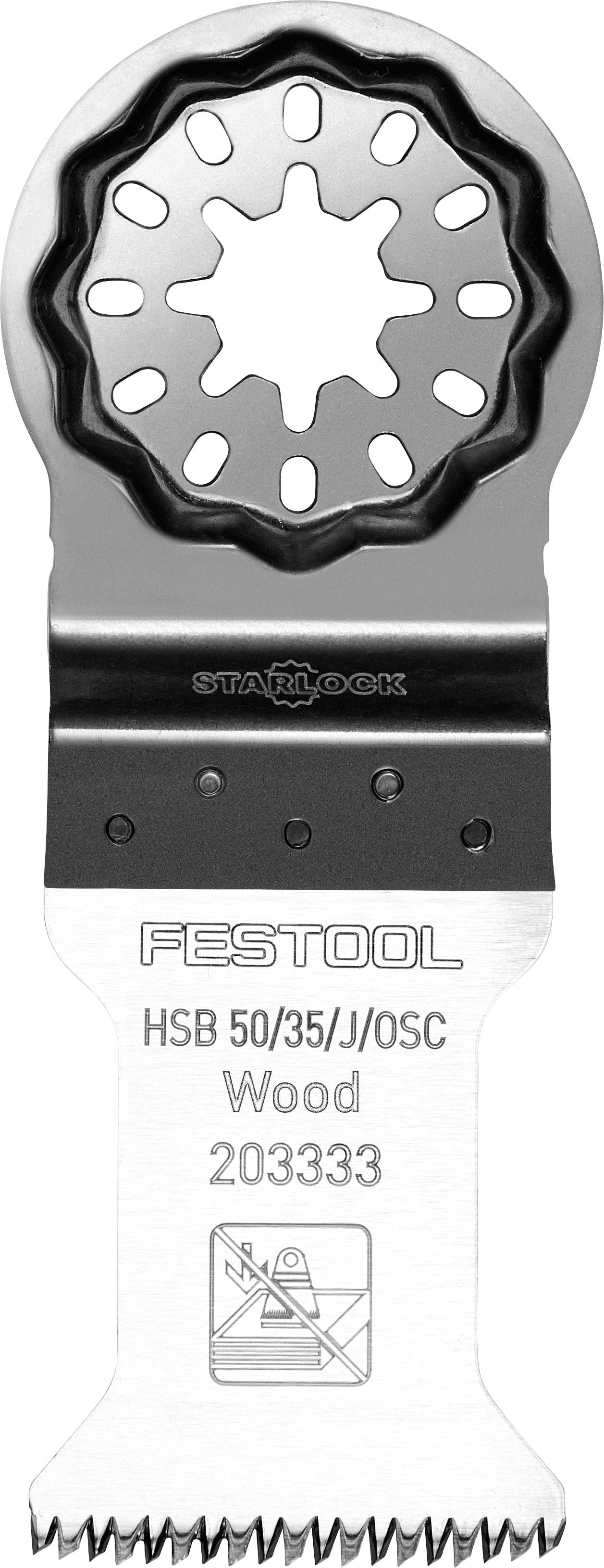 Sägeblatt von Festool mit Starlock-Aufnahme, Modell HSB 50/35/J/OSC zum Schneiden von Holz. Modellnummer 203333.