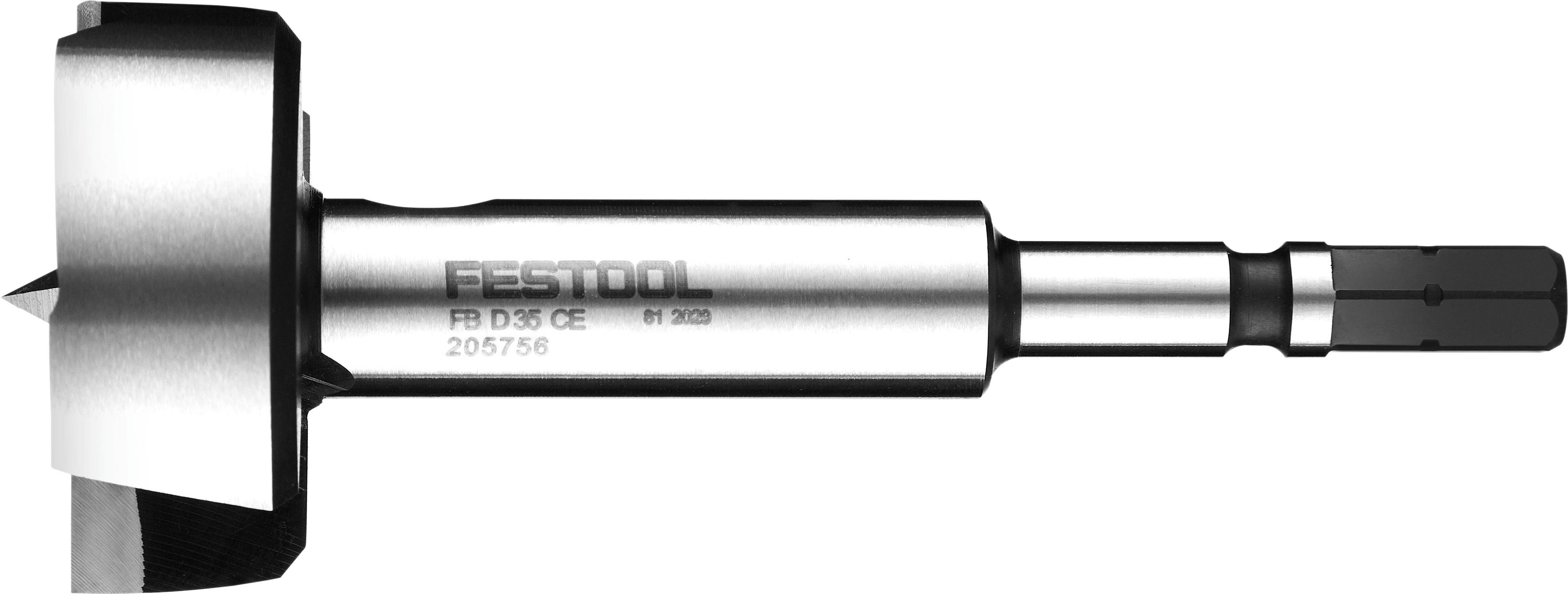 Ein Festool Bohrer mit scharfer Kante und zylindrischem Schaft, gekennzeichnet mit '205758', entwickelt für präzises Bohren in Holz und Materialien.