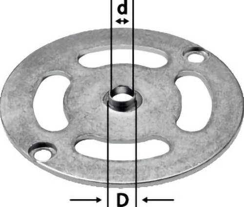 Metallische Scheibe mit einem zentralen Loch, das mit „d