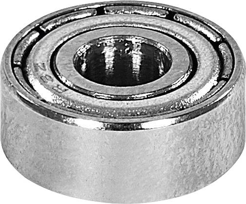 Ein Nahaufnahmebild eines Metallkugellagers, das seine kreisförmige Form und das zentrale Loch zeigt, das zur Verringerung der Reibung zwischen beweglichen Teilen verwendet wird.