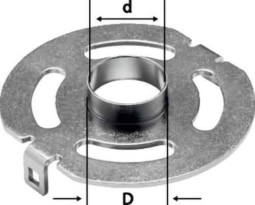 'Illustration einer kreisförmigen Metallscheibe mit einem zentralen Loch. Der Innendurchmesser ist mit „d