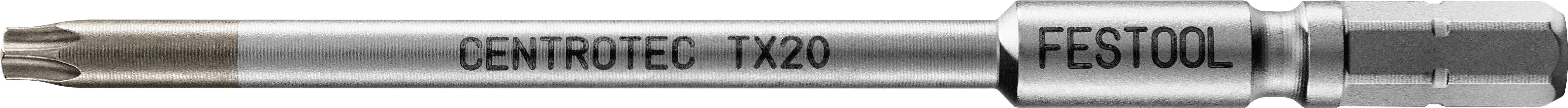 A silver Festool CENTROTEC TX20 drill bit with a star-shaped tip and brand marking.