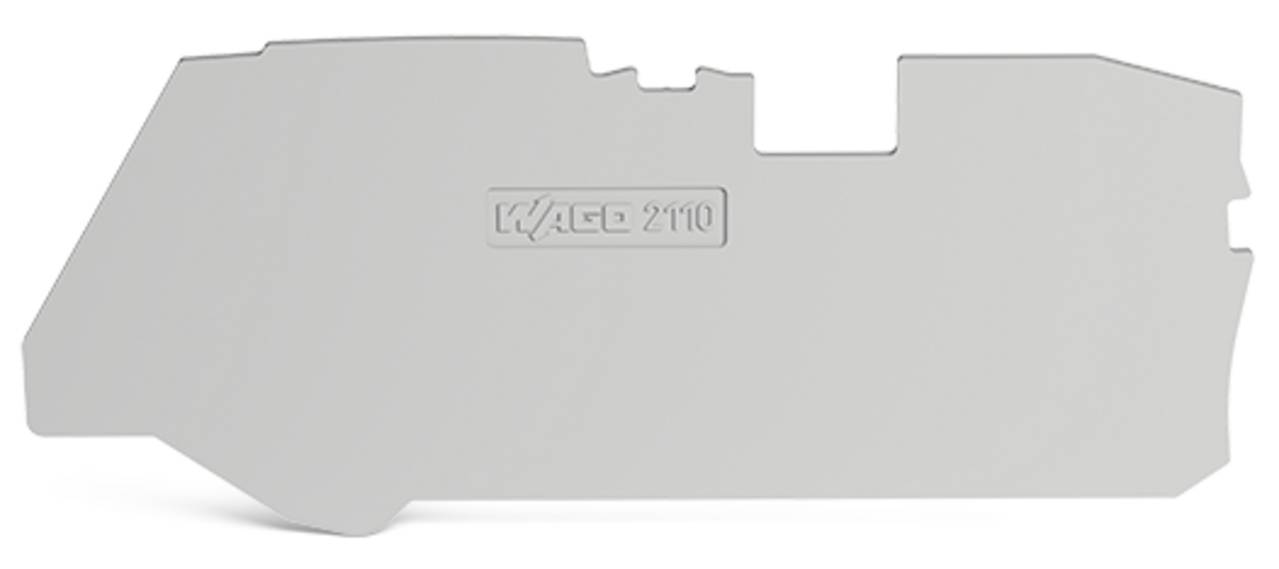 Ein flaches, graues Objekt in der Form eines mechanischen Teils, gekennzeichnet mit 