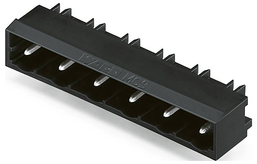 Schéma technique d'un composant électrique avec dimensions en millimètres, montrant les vues de face, de côté et de dessous, incluant les broches et les mesures.