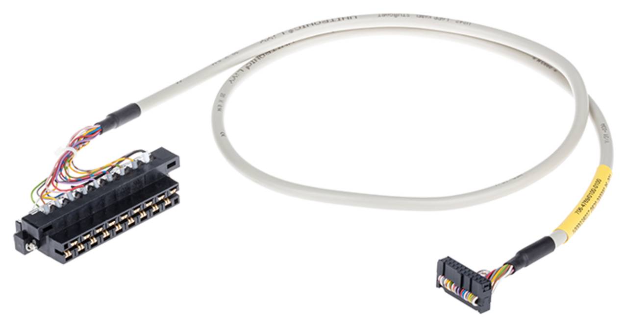 Ein Telecom-Jumperkabel mit einem Telco-Stecker an einem Ende und blanken Drähten am anderen Ende, das zum Verbinden von Telekommunikationsgeräten verwendet wird.
