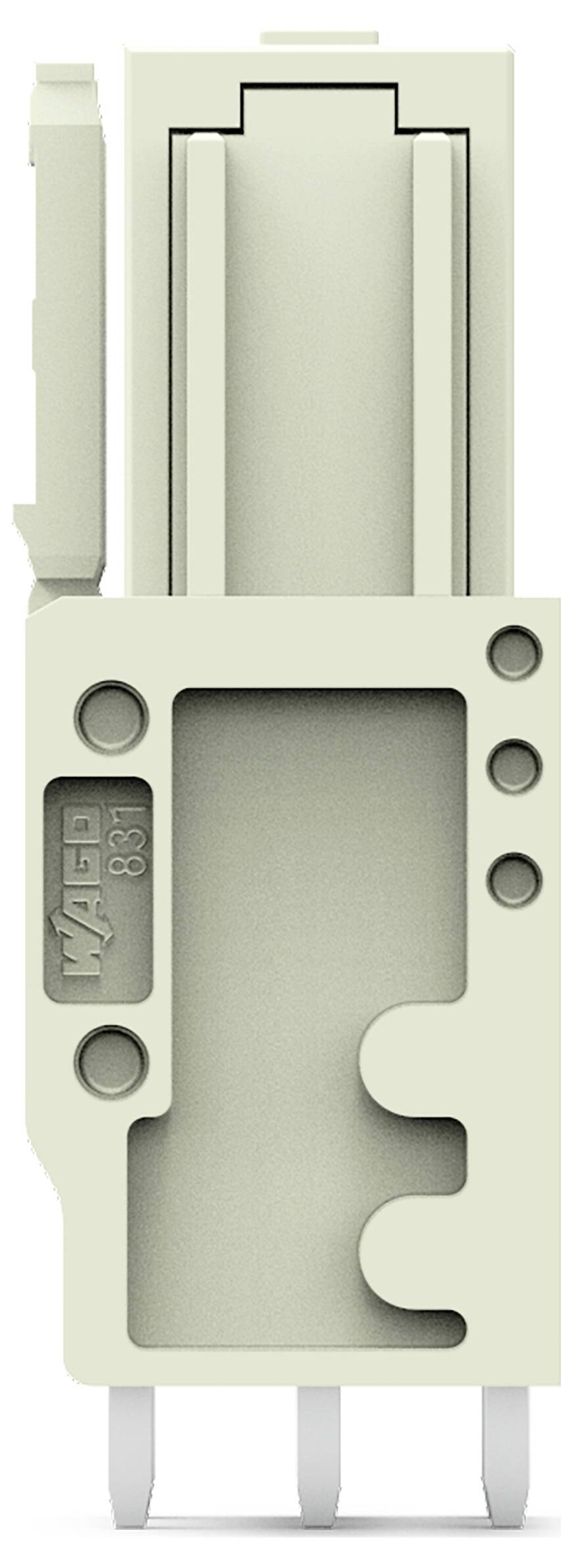 Un support de montage en plastique blanc avec l'étiquette « WAGO Knx » et marqué « TOP » pour l'orientation, utilisé pour l'installation et la fixation de composants.