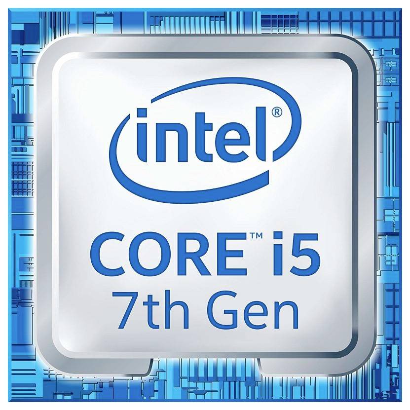 'Intel Core i5 7th Gen' logo with blue circuitry background, representing a 7th generation processor.
