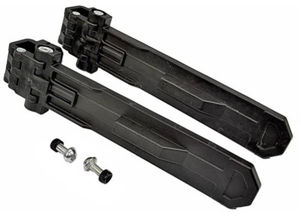 Sangles de porte-vélo noires ajustables avec boulons intégrés, conçues pour sécuriser et stabiliser les charges sur les porte-vélos.