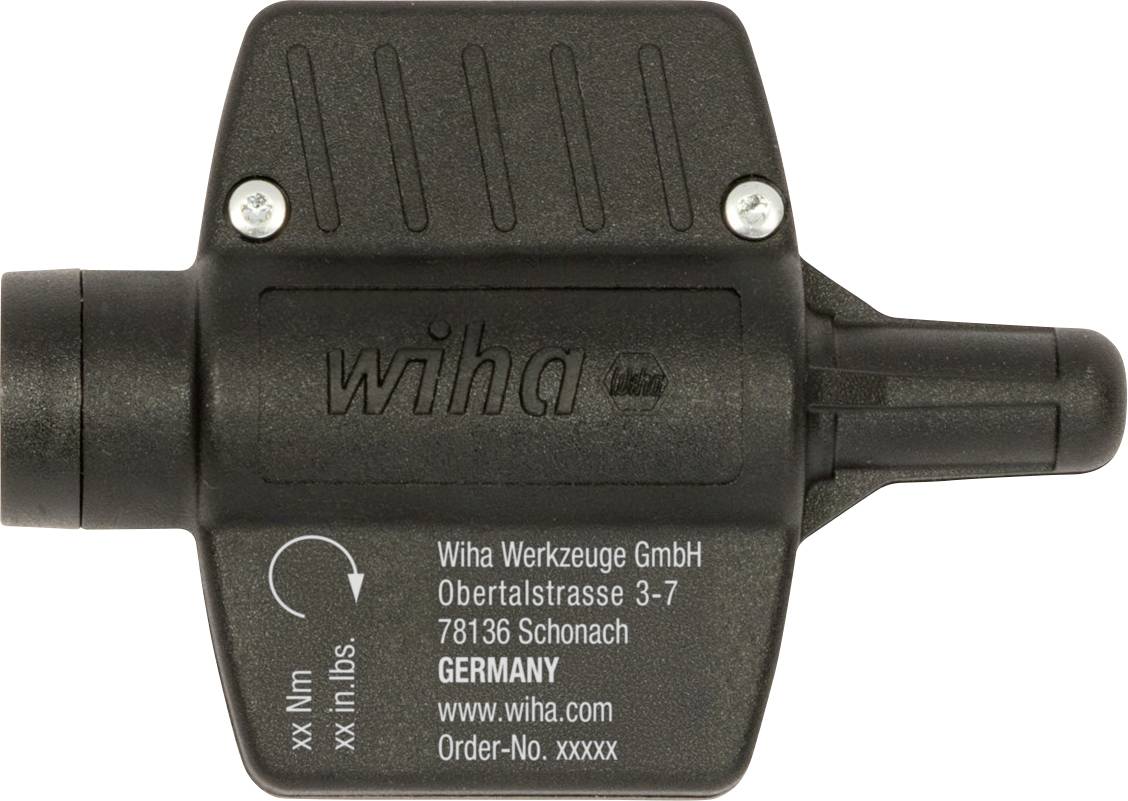 Un outil tournevis turbo noir avec l'étiquette Wiha Werkzeuge GmbH. Inclut les informations de contact et une adresse de site Web.