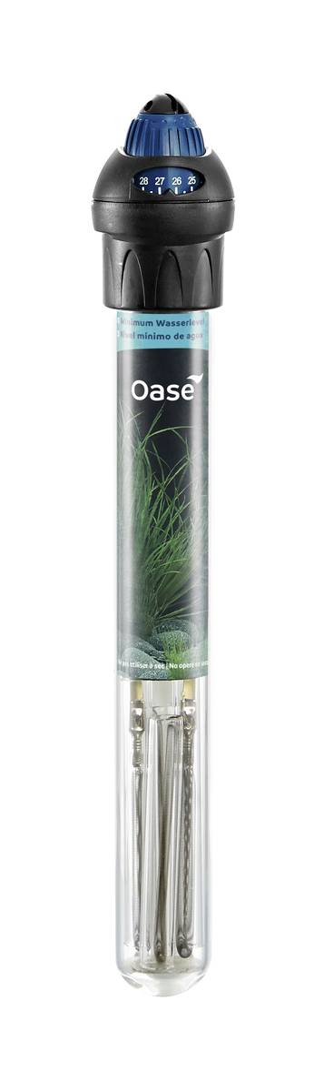 A black and clear Oase water filter cartridge with a blue cap, shown upright on a white background.