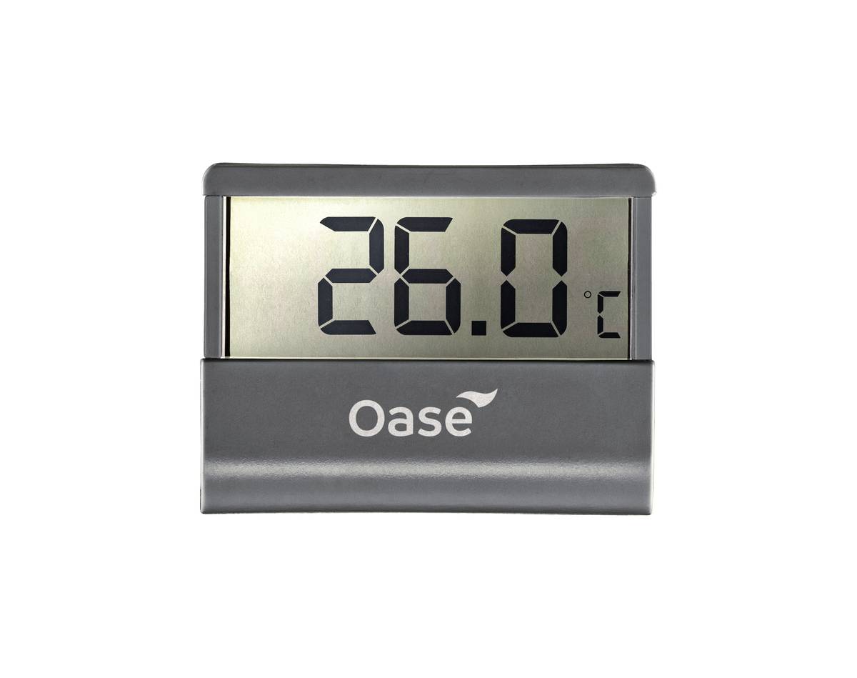 Digital thermometer display showing 26.0°C on an Oase device.