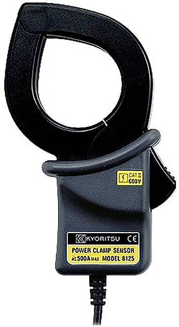 Pince ampèremétrique, modèle Kyoritsu 8125, CAT III 600V, 500A max - un outil utilisé pour la mesure non invasive du courant avec un design à pince.