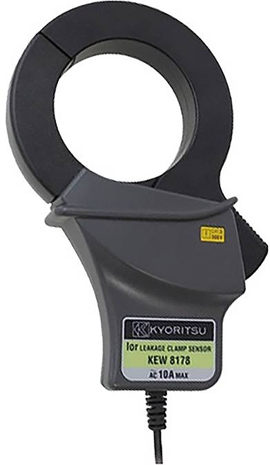 Pince ampérimétrique de courant électrique étiquetée « Capteur de fuite Kyoritsu KEW 8178 CA 10A max », utilisée pour mesurer les fuites électriques.