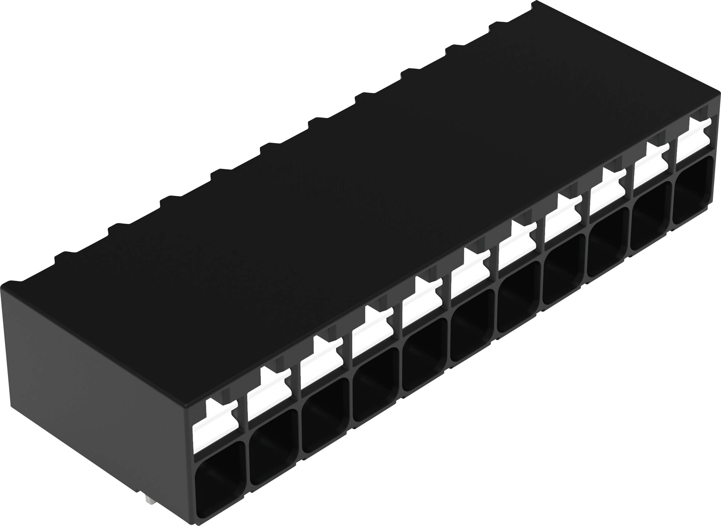 Un panneau de brassage Ethernet noir avec 12 ports, chacun souligné en blanc, utilisé pour les réseaux et la gestion des câbles dans les configurations informatiques.