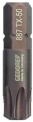 A close-up view of a TORX screwdriver bit engraved with 'GEDORE' and '887 TX-50 Made in Germany' on its side.