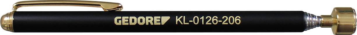 Stylo manomètre de pression de pneu GEDORE noir et or avec le numéro de modèle « KL-0126-206 » imprimé sur le côté.