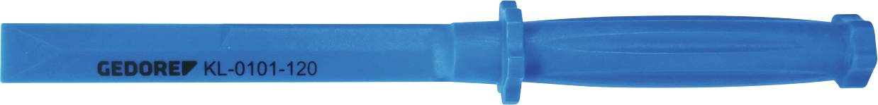 Un outil de démontage en plastique bleu avec « GEDORE KL-0010-120 » écrit sur le côté, doté d'une lame plate et d'une poignée texturée pour une meilleure prise.