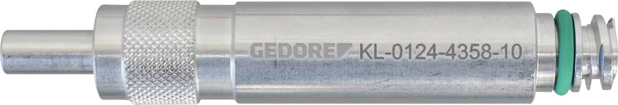 Outil cylindrique en argent avec poignée texturée et texte gravé « GEDORE KL-0124-4358-10 ».