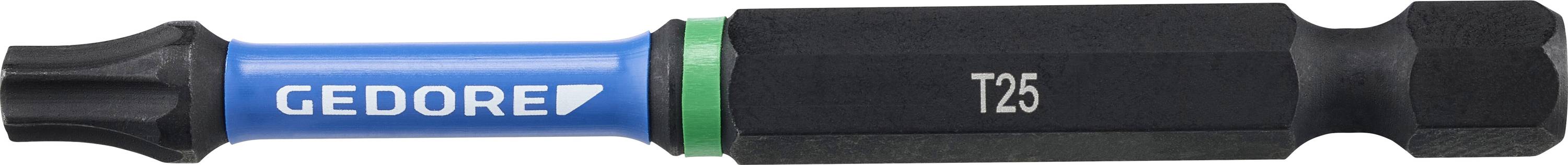 Un embout de tournevis Torx avec un manche noir et bleu étiqueté « GEDORE » et « T25 ».