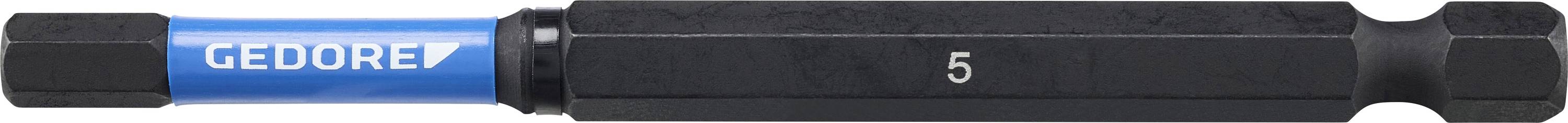 Une image rapprochée d'un porte-embout de tournevis noir et bleu étiqueté « GEDOREZ » avec un marquage de taille visible « 5 ».