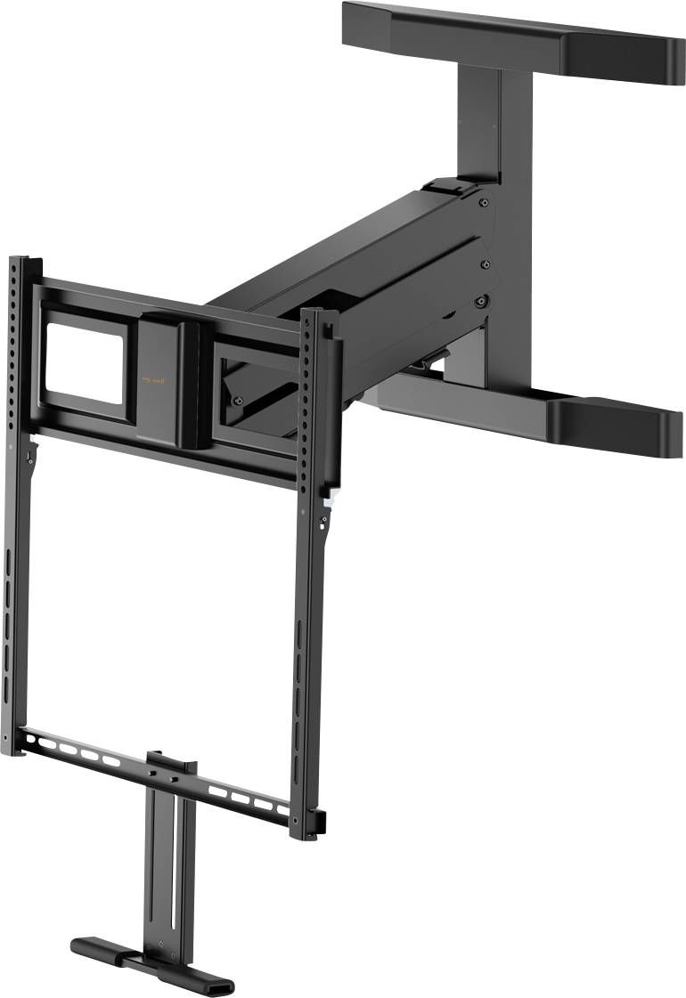 Support de montage TV au plafond avec bras ajustable, conçu pour écrans plats. Construction en métal noir avec articulations multiples pour la flexibilité.